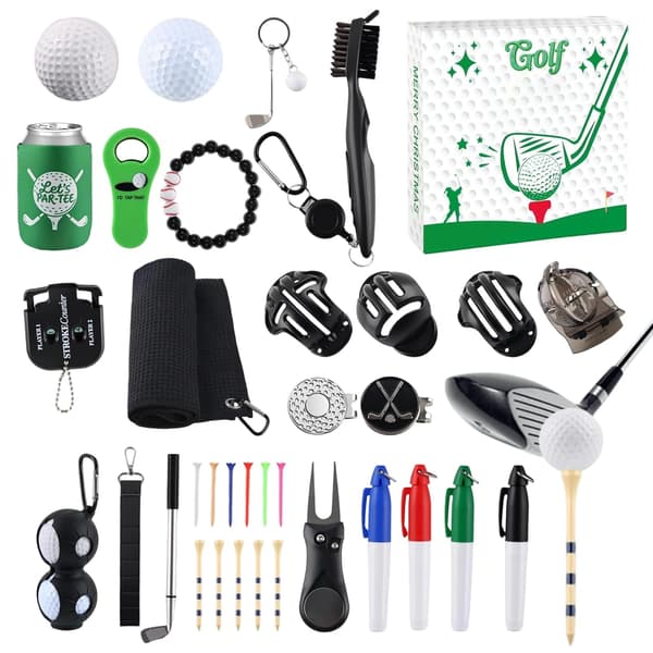 Golfadventskalender 2025, 24-dagars julnedräkning, present med golftillbehör