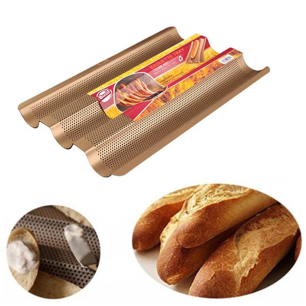 3-facks non-stick baguettebakplåt, fransk brödform, bakformställ