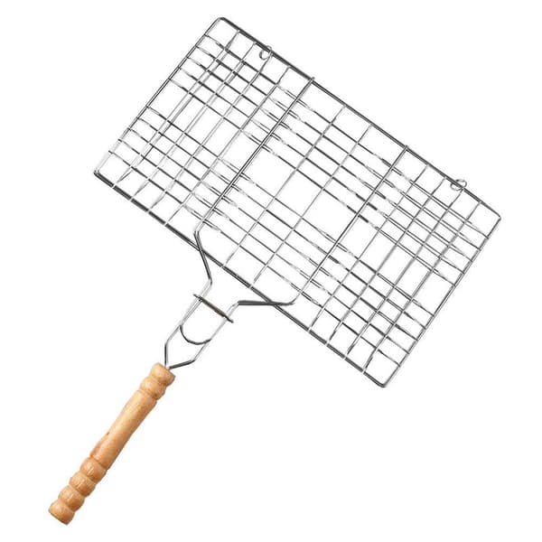 Grillnetklemme i rustfrit stål, bærbart udendørs grillværktøj, 1 stk.