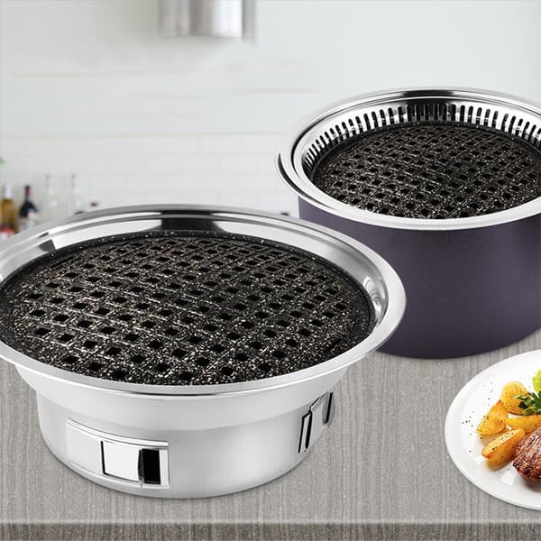Rund non-stick grill med medicinsk sten, picnic og camping