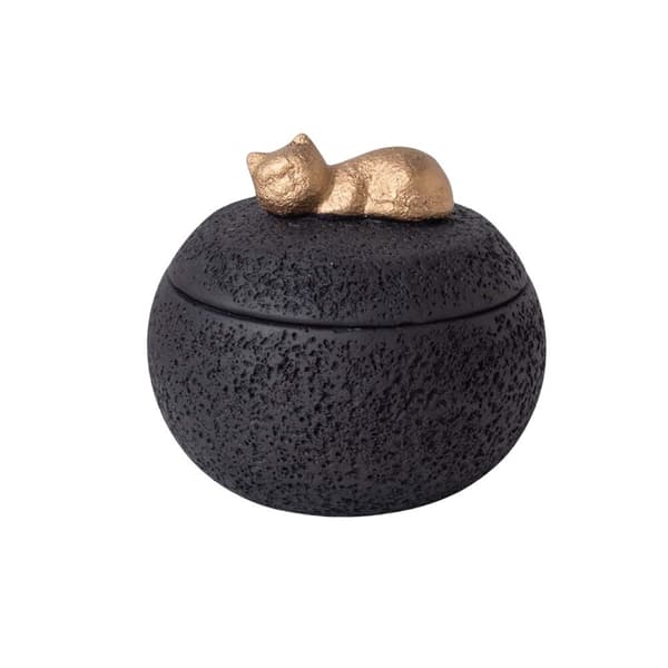 Kæledyrskremeringsurne til katte og hunde, askebeholder, 350 ml, sort, cement, stabil base
