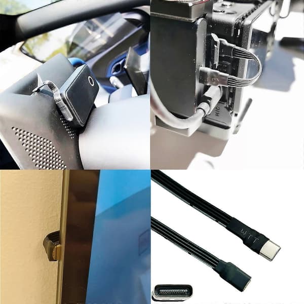 USB C Han til USB C Hun Forlængerkabel 90 Graders Fladt USB C Kabel 18W Opladning Dataoverførsel 480Mbps side bend 0.5m