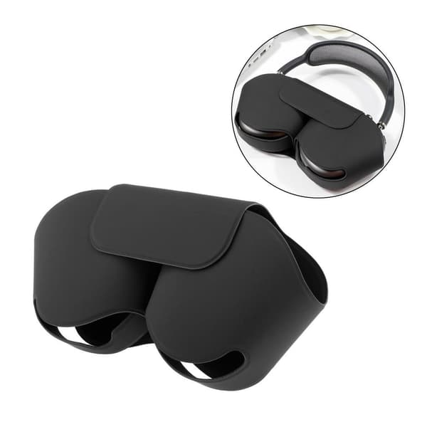 Silikonfodral för AirPods Max, svart, stötsäkert dammtätt skyddsfodral