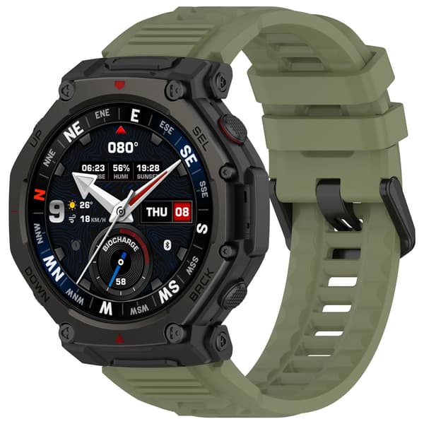 Silikonebånd kompatibelt med Amazfit T-Rex 3 Pro, grøn, justerbart, behageligt til Smartwatch