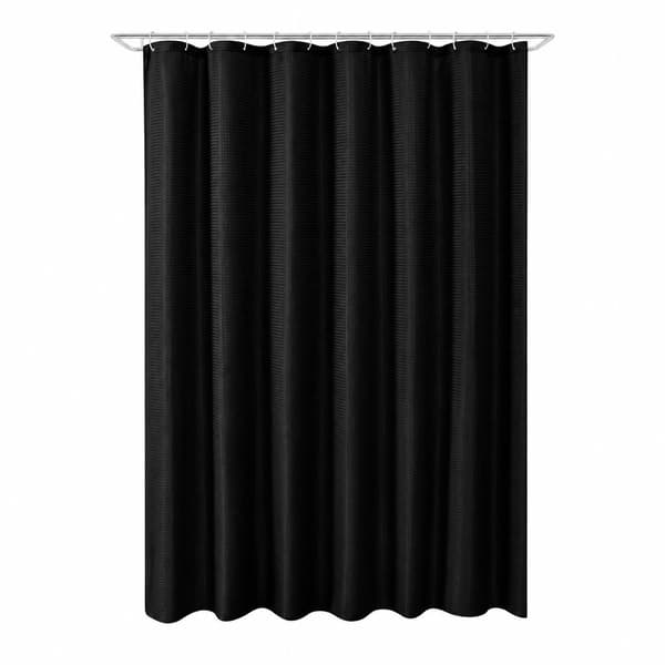 Vandtæt badeforhæng til badeværelset, sort, L 180x180cm, polyester, nem at rengøre
