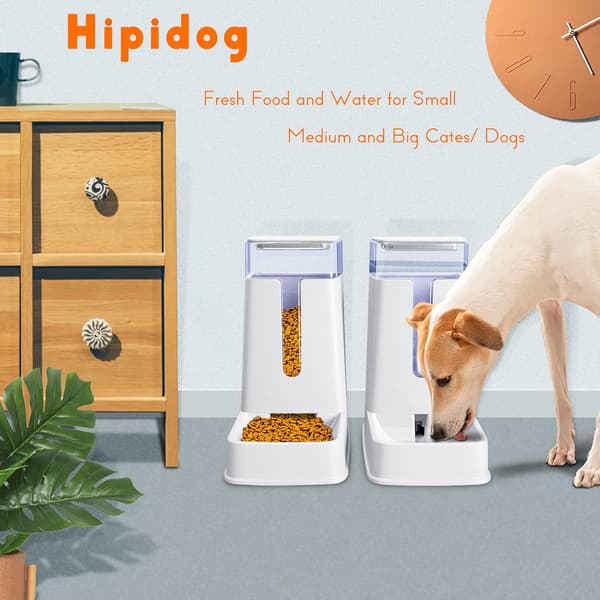 Automatisk kæledyrsfoder- og vanddispensersæt til små/mellemstore kæledyr, rejseforsyning, foder- og vanddispenser til hunde/katte. white