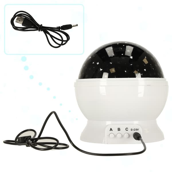 Stjerneprojektor til børn, Galaxy Natlampe, USB/Batteri, Farverige Stjerner, Roterende, Børneværelse