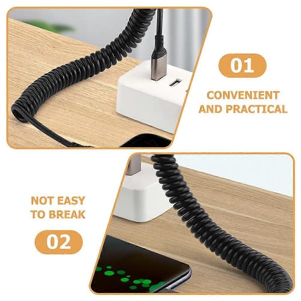 Typ-C USB-laddningskabel för dataöverföring 5 st flexibel svart sladd
