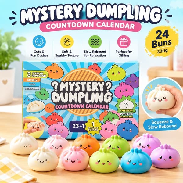 Dumpling Squishy Legetøj, 24 Boller 330g, Langsomt Genoprettende Stresslindrende Blind Box, Jul