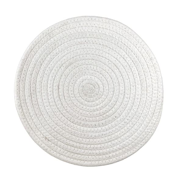 Vevde isolerte spisebrikker, enkle multifunksjonelle runde underlag til husholdningsbruk creamy white-Diameter 11.3