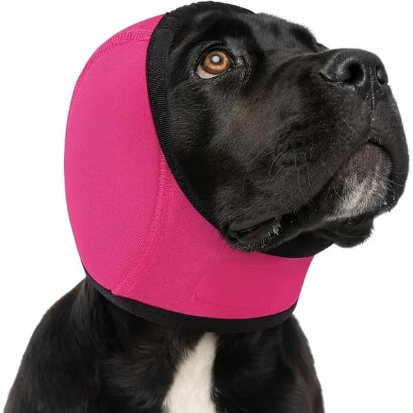 Vanntett hunde-hodeomslag, ørebeskyttelse og angstlindring, rød, liten, for svømming