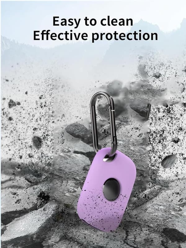 2-pack silikonfodral för Tile Pro 2024 Bluetooth Tracker, mjukt skyddande stötsäkert skal med nyckelring, lila och rosa