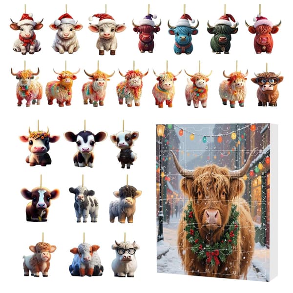 Julkalender 24 dagar, akrylko-prydnader, fönster bil spegel vägg träd dekor A