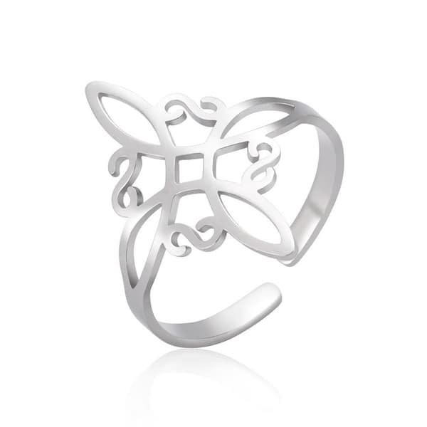 Ring i rustfritt stål, sølv, minimalistisk design, justerbar bredde 22,9 mm