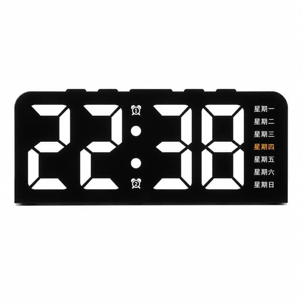 LED Digital Väckarklocka med Stor Display, Datum, Stämningsljus, Multifunktionell Skrivbordsklocka Gh8033 black shell chinese version