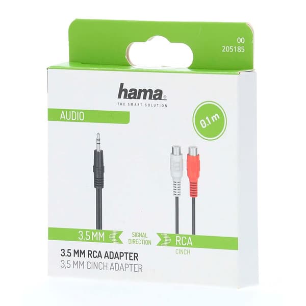 2x RCA hunn til 3,5 mm jack stereolydadapter