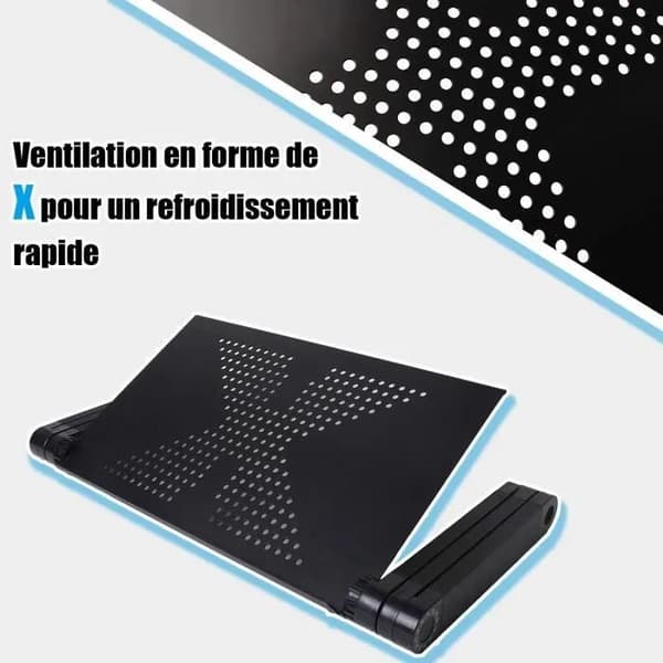 Sammenleggbart laptopstativ, svart aluminium, 360° justerbart, sengebord, datastativ