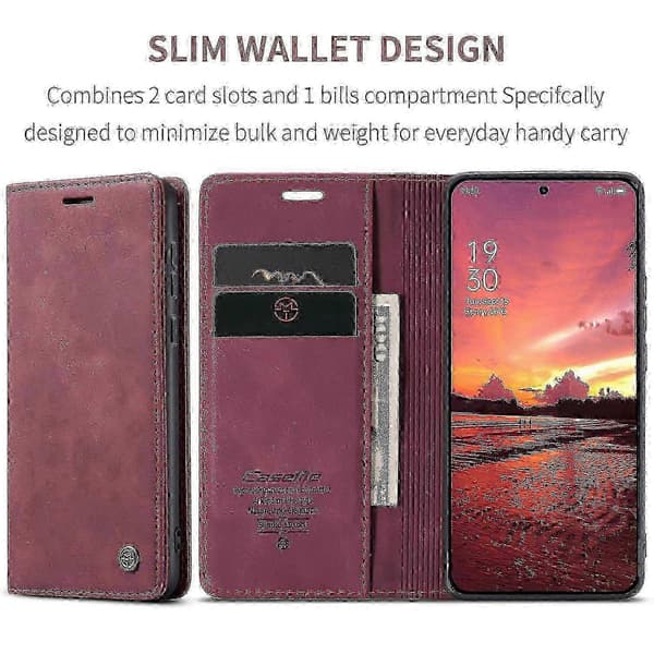 Plånboksfodral för Oneplus 13 Caseme 013-serien PU Läder Telefonskal Ställ - Kaffe Red