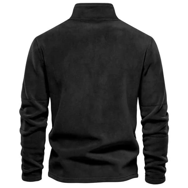 Herre Fleece Pullover 1/4 Lynlås Sweatshirt, Høj Hals, Varm, Tyk, Arbejdsjakke, Sort