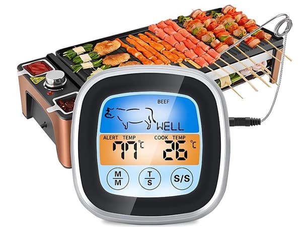Digitalt køkkentermometer til kødgrillning, -50°C til 300°C, rustfri stålsonde, timer