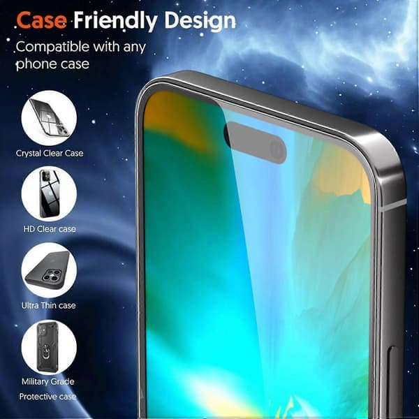 Aggxpf iPhone 15 Skärmskydd (2-pack) + Kameralinsskydd (2-pack), HD Härdat Glas för iPhone 15 6.1\"
