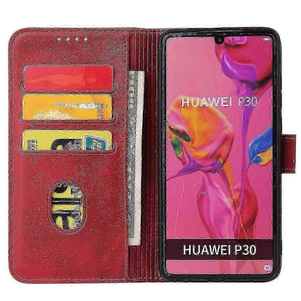 Huawei P30 -puhelimen nahkakotelo Red