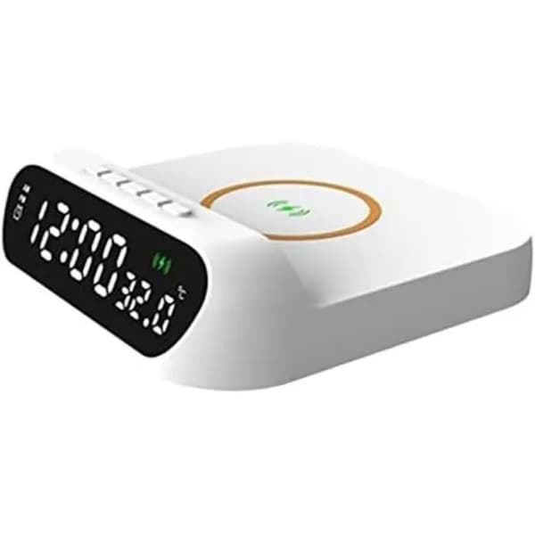 15W trådlös laddare, LED digital väckarklocka med temperaturdisplay, stativ, 3-i-1