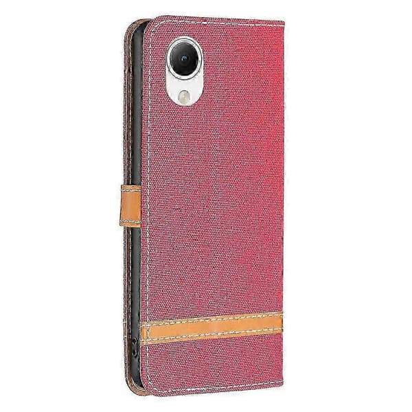 Farveblok Denim Tekstur Læder Telefon Cover til Samsung Galaxy A23e 5G