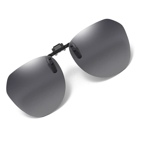 Polariserede clip-on solbriller med etui, grå, UV400-beskyttelse, flip-up design Grey
