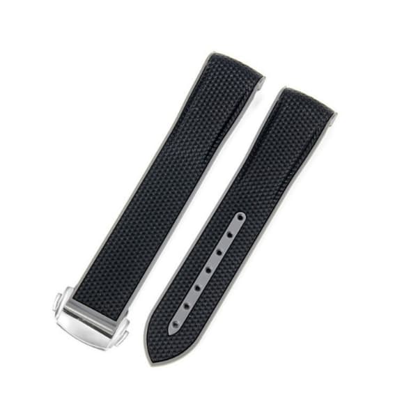 Silikone urrem til Omega Swatch MoonSwatch, Mørkegrå, 20,5 cm, Justerbar rem