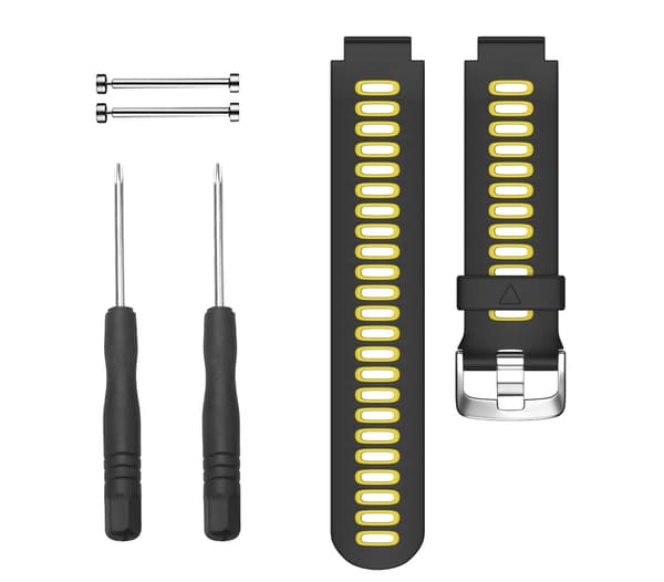Silikone urrem til Garmin Forerunner 235/220/230/620/630/735, Sort+Gul