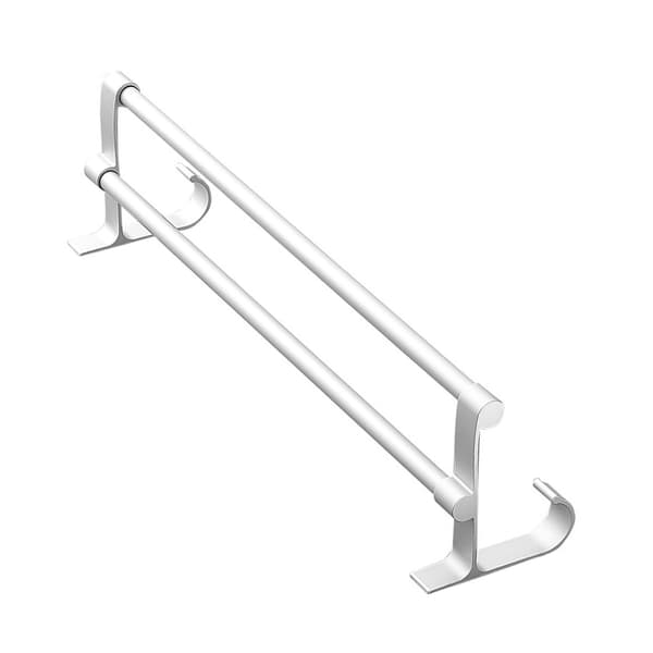 Dubbel handdukshängare, aluminium, väggmonterad, silvervit, 60 cm, ingen borrning