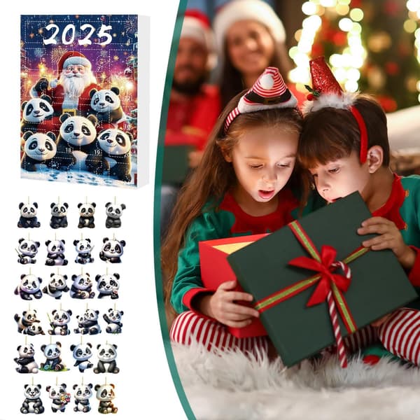 24-dagars Panda Berlock Adventskalender 2025, 2D Akryl Julnedräkning, Stil B