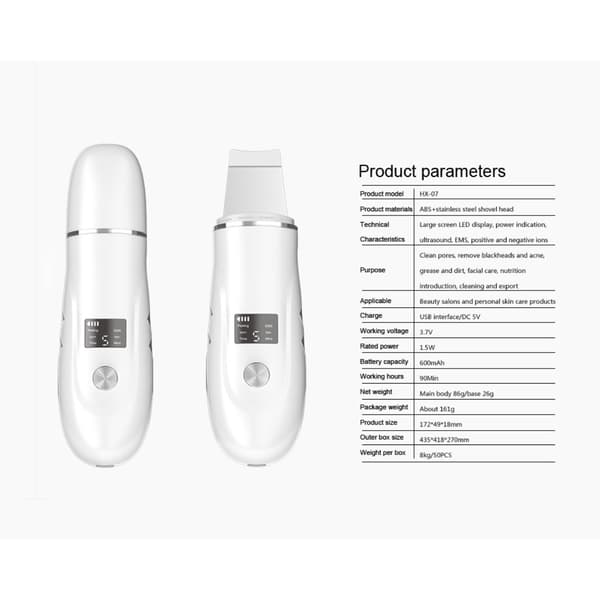 Ultralyd Ansigtsspartel, Hvid, LED Display, EMS, Ion, USB-C Genopladelig 600mAh