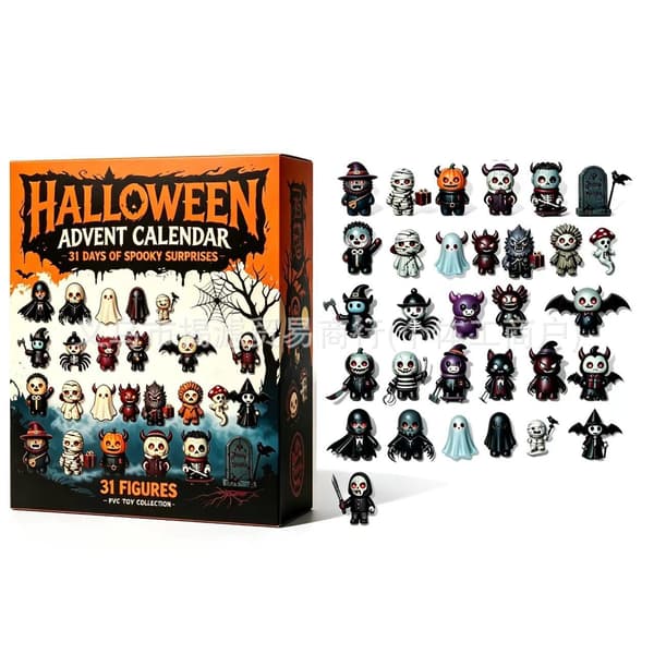 Halloween Mörk Stil Adventskalender Blind Box, 31-delars Samlarobjekt Nedräkningspresentpaket