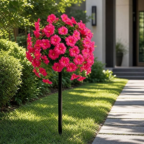 2 kpl tekokukkia maapiikeillä, realistiset teko-ulkokasvit, puutarhan terassin kuistin sisustus Rose red-55CM