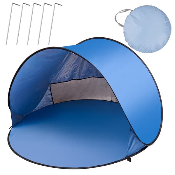 Pop-Up Strandtelt med Vindbeskyttelse, 146 cm, Polyester, Bærbart, 2-Personers