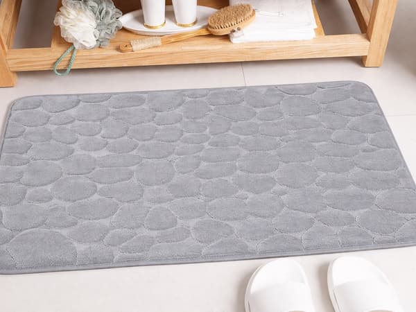 Skridsikker bademåtte, blød absorberende, 80x50 cm, grå, hurtigtørrende, skridsikker Grey