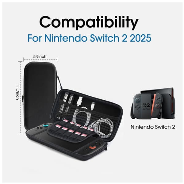 Hårt bärfodral för Switch2-konsol och tillbehör, stötsäker PU EVA resväska