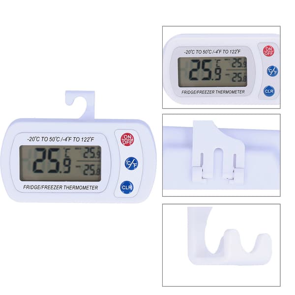 Vattentät kylskåpstermometer med digital display, krok, elektronisk temperaturmätare
