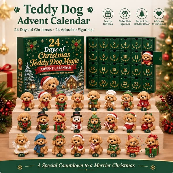 Teddyhund Adventskalender, Tecknad Figur Jul Blind Box, PVC Samlarpresentpaket