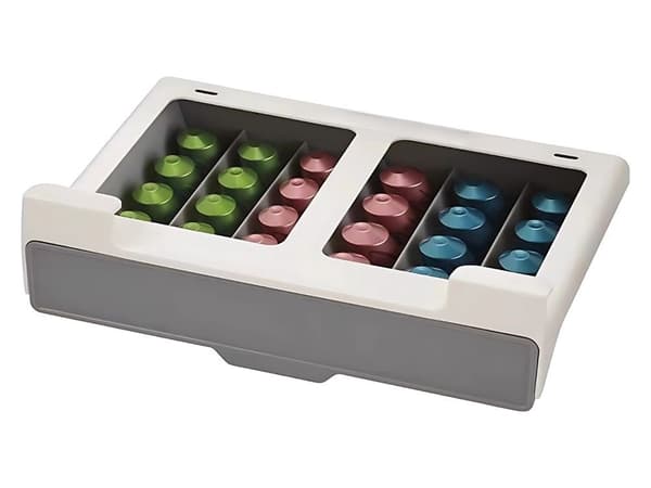 Nespresso Kapselholder Vægmontering, 30 Kapsler, Udtræksskuffe, Under Skab Organizer