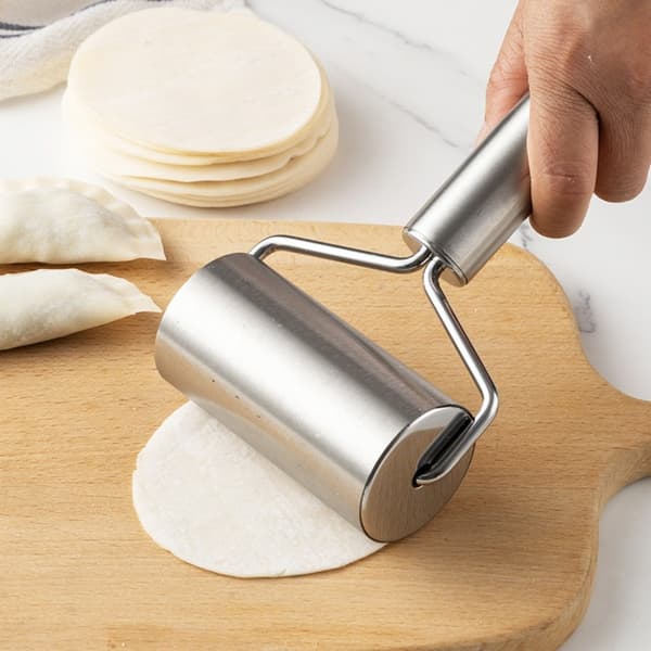 Kagerulle i rustfrit stål, T-formet dejrulle til dumplings, wonton, pizzadej, ergonomisk bageværktøj