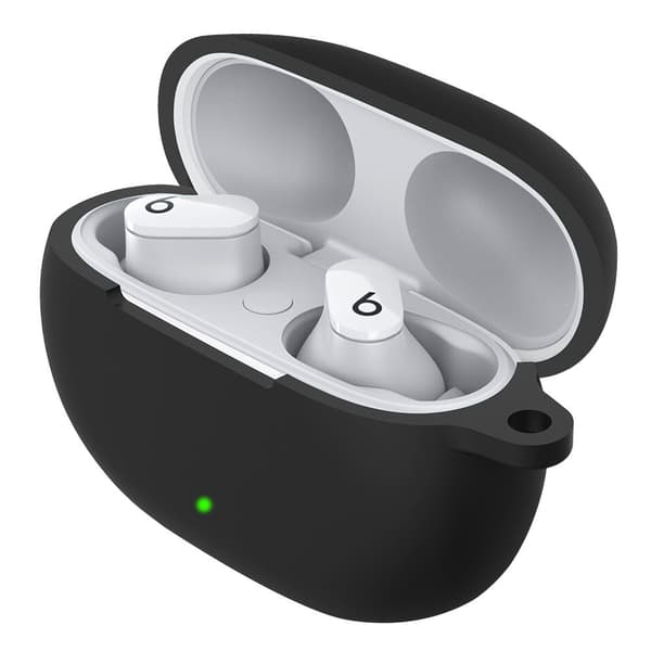 Silikone beskyttelsesetui med karabinhage til Beats Studio Buds, sort, stødsikkert, vaskbart