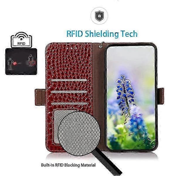 RFID Äkta Läderplånbok Telefonfodral Kompatibelt med iPhone 16 Plus Skal Red