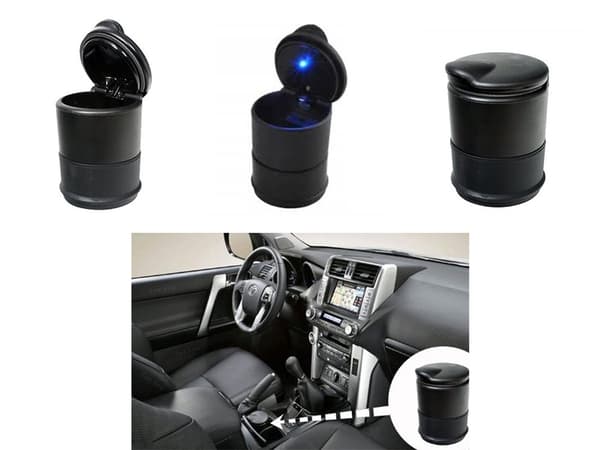 Bilaskfat med lock och LED-ljus, svart, luktfritt, bärbart för bilgarage