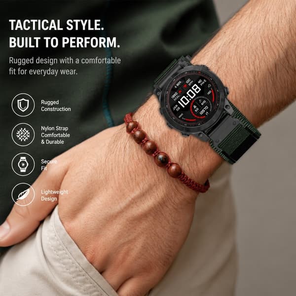 20 mm klokkerem til Garmin Fenix/Instinct/Descent/Epix, grå, nylon, hurtigutløser