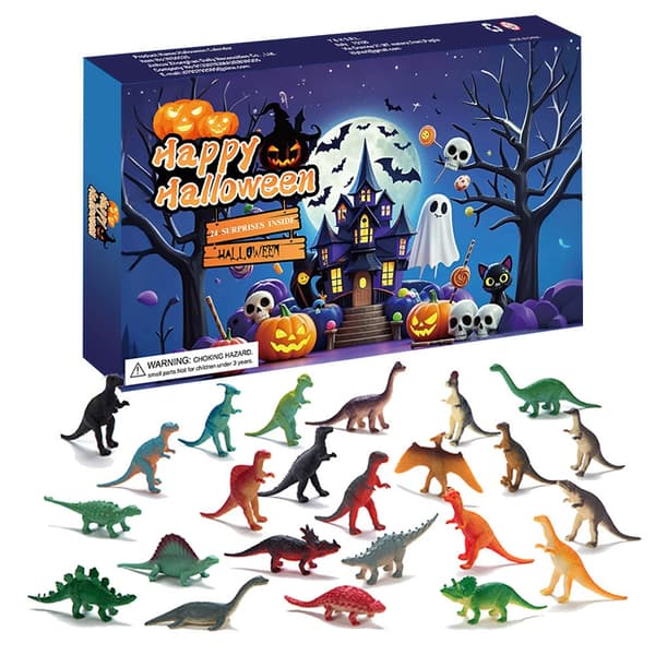 Halloween Julekalender 24-dages Nedtælling Blind Boks, 24 Dinosaurer, Græskar Spøgelse Skelet