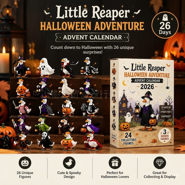 Halloween Julekalender 2026, Lille Grim Reaper And Blind Box, PVC 3D Model, 26x18x3cm