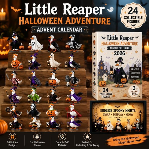 Halloween Julekalender 2026, Lille Grim Reaper And Blind Box, PVC 3D Model, 26x18x3cm